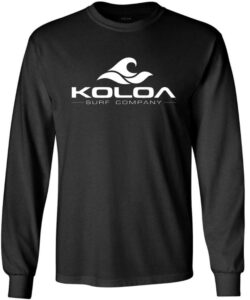 joe's usa koloa surf. wave logo long sleeve heavy cotton crew neck t-shirt m-black/white logo