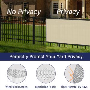 Windscreen4less Privacy Fence Screen Heavy Duty Windscreen Fencing Mesh Fabric Shade Net Cover with Brass Grommtes for Outdoor Wall Garden Yard Pool Deck, 6'x50' Beige