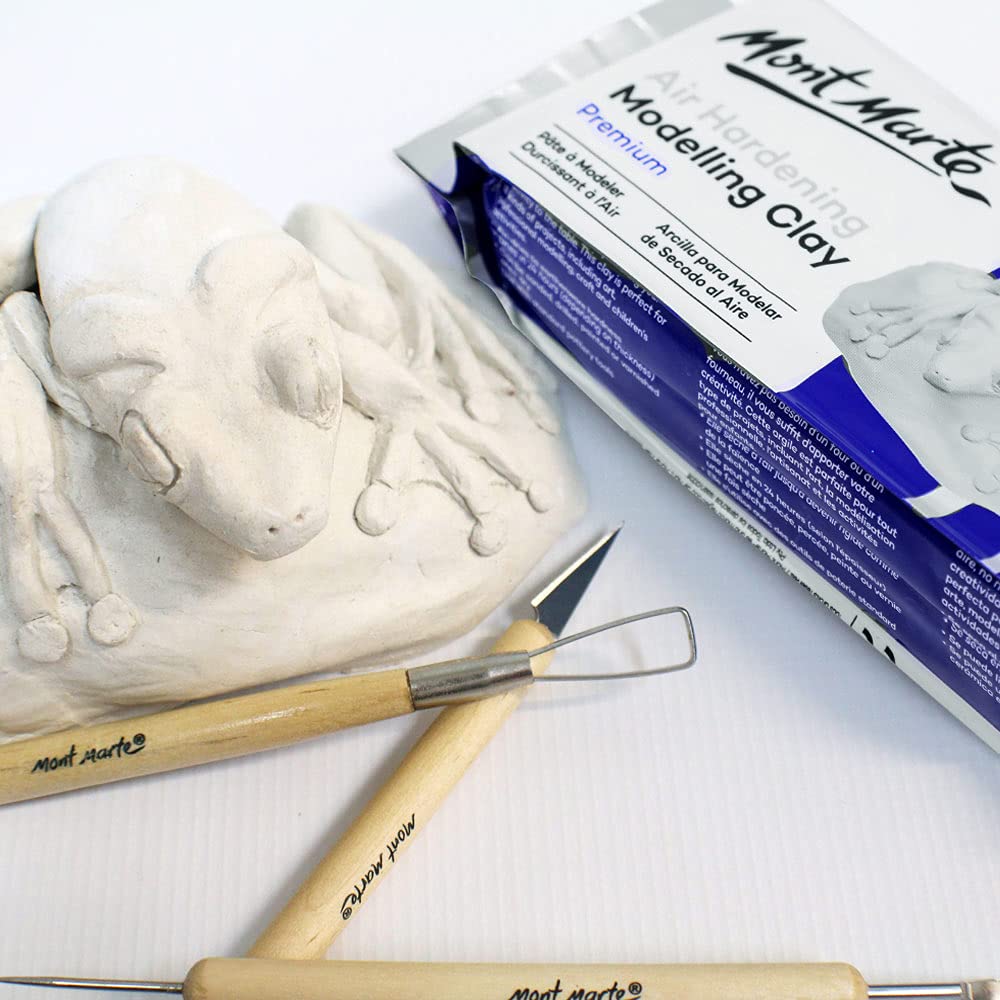 Mont Marte White Air Hardening Modeling Clay, 500g (1.1lb). Dries in Approximately 24 Hours. Suitable for Sculptors and Modelers of All Skill Levels.