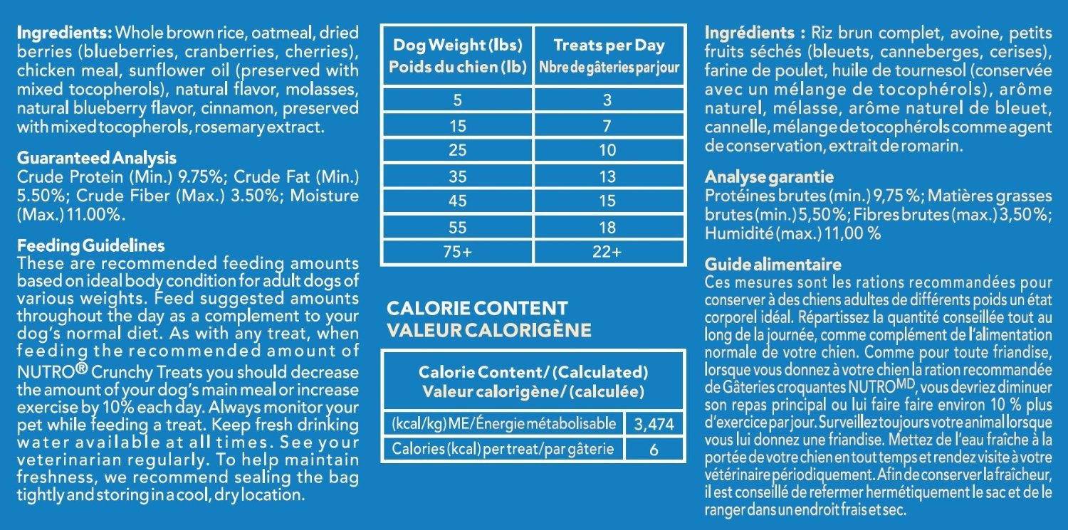 Nutro Crunchy Dog Treats 2 Flavor Variety Bundle: (1) Nutro Crunchy Dog Treats with Real Peanut Butter and (1) Nutro Crunchy Dog Treats with Real Mixed Berries, 10 Ounces Each (2 Bags Total)