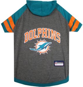 pets first nfl miami dolphins hoodie for dogs & cats. | nfl football licensed dog hoody tee shirt, large| sports hoody t-shirt for pets | licensed sporty dog shirt