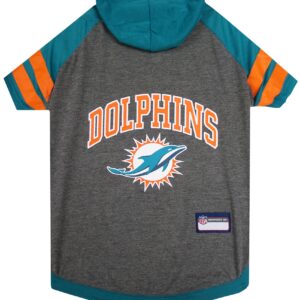 Pets First NFL Miami Dolphins Hoodie for Dogs & Cats. | NFL Football Licensed Dog Hoody Tee Shirt, Large| Sports Hoody T-Shirt for Pets | Licensed Sporty Dog Shirt