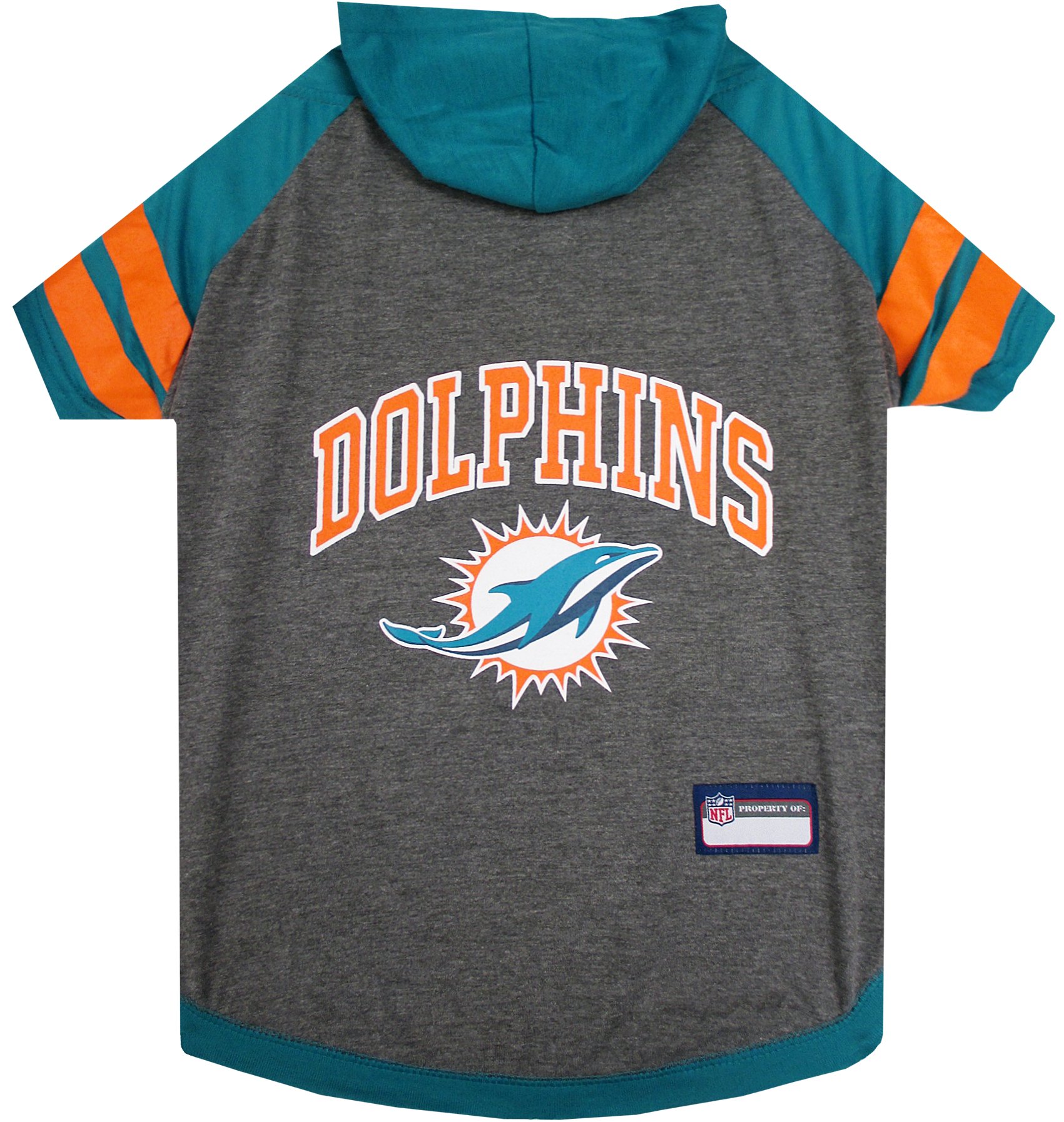 Pets First NFL Miami Dolphins Hoodie for Dogs & Cats. | NFL Football Licensed Dog Hoody Tee Shirt, Large| Sports Hoody T-Shirt for Pets | Licensed Sporty Dog Shirt