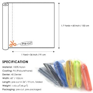 emma kites Fluorescent Orange Ripstop Nylon Fabric 40 Denier, Pre-Cut Piece 1-Yard: 60"x36", Ultra-light Airtight PU Coating Water Repellent