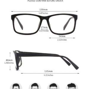 GQUEEN Fake Clear Glasses Non Prescription Glasses Eyeglasses Rectangular Frame Matte Black, 201512