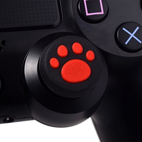 yueton 5 Pairs Replacement Cat Pad Style Silicone Analog Controller Joystick Thumb Stick Grip Cap Cover for Sony Playstation 4 Controller