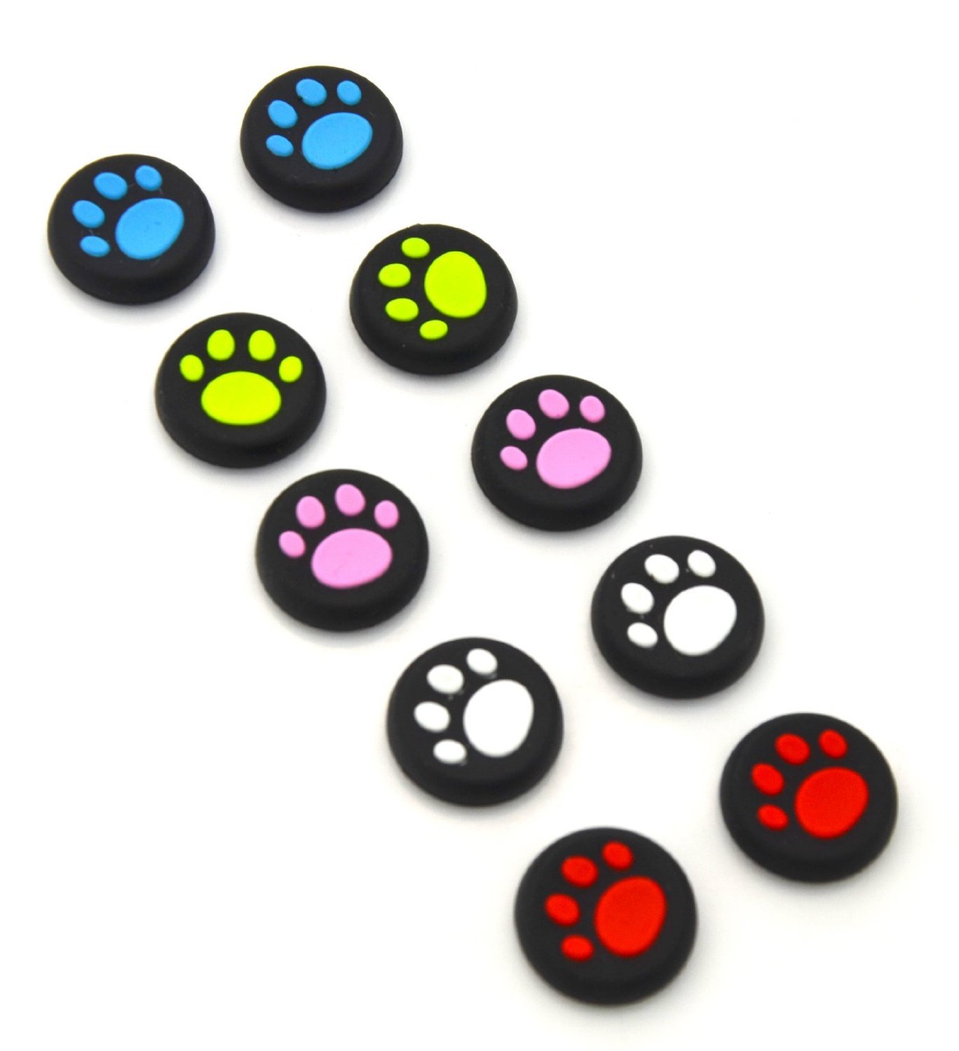 yueton 5 Pairs Replacement Cat Pad Style Silicone Analog Controller Joystick Thumb Stick Grip Cap Cover for Sony Playstation 4 Controller