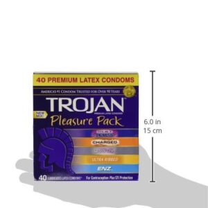 Trojan Pleasure Pack Premium Lubricated Latex Condoms, 40 Count