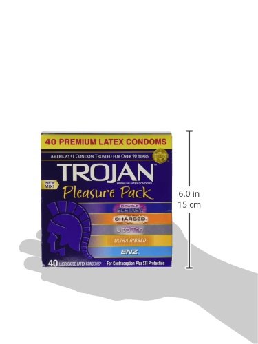 Trojan Pleasure Pack Premium Lubricated Latex Condoms, 40 Count