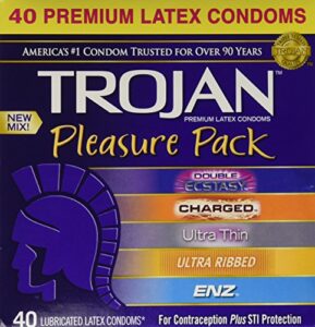 trojan pleasure pack premium lubricated latex condoms, 40 count