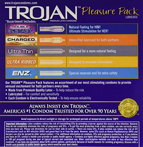 Trojan Pleasure Pack Premium Lubricated Latex Condoms, 40 Count