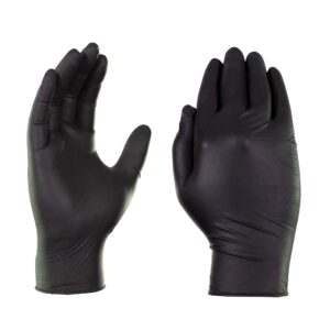 X3 Black Nitrile Disposable Industrial Gloves 3 Mil, Latex/Powder-Free, Food-Safe, Non-Sterile, Textured, X-Large, Box of 100