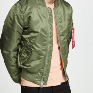 Alpha Industries MA-1 Slim Fit Bomber Flight Jacket - Fighter Pilot Flight Jacket - Sage, M