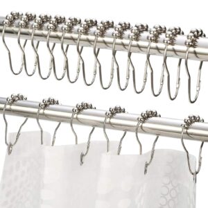 Amazer Shower Curtain Hooks, Decorative Rust Proof Stainless Steel Shower Curtain Hooks for Bathroom Shower Rods Set of 12, Polished Nickel