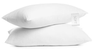 digital decor set of two 100% cotton hotel down-alternative made in usa pillows - three comfort levels! (silver, standard)