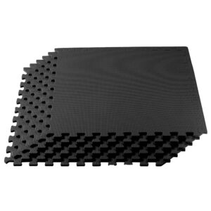 We Sell Mats 1/2 Inch Thickness Multipurpose EVA Foam Floor Tiles, Interlocking Floor Mat for Indoor Gym and Home Use, 24 in x 24 in, Black, 16 Square Feet (4 Tiles)