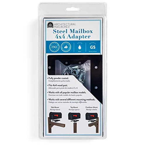 Architectural Mailboxes 7540B-10 4x4 Adapter Plate Accessory, 4" x 4", Black