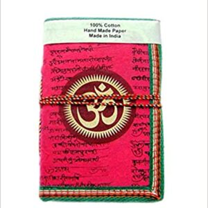 Rastogi Handicrafts Lokta Handmade Paper Journal Diary Note Book Planner Diary Pink Om Chakra Spiritual SIZE - 6x4 INCH