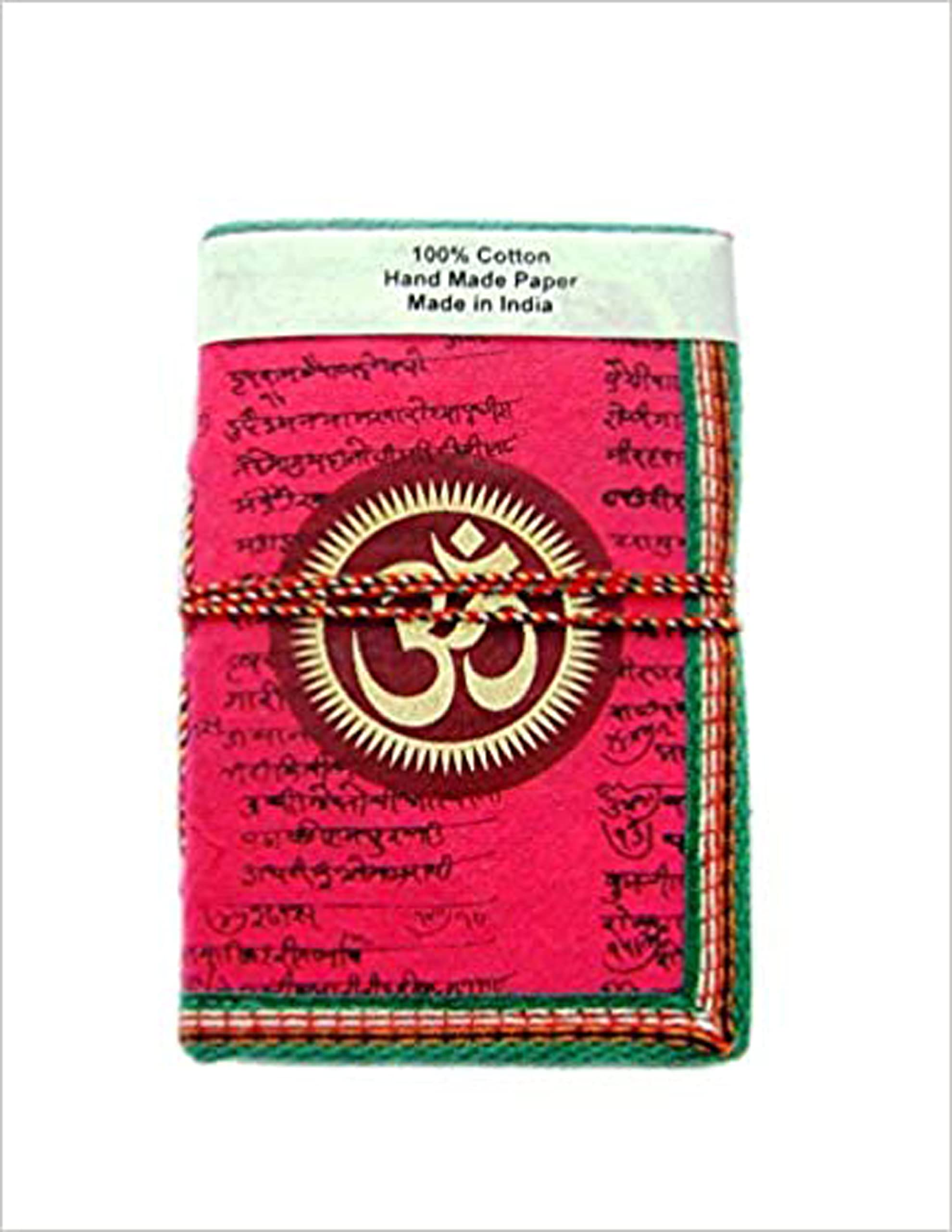 Rastogi Handicrafts Lokta Handmade Paper Journal Diary Note Book Planner Diary Pink Om Chakra Spiritual SIZE - 6x4 INCH