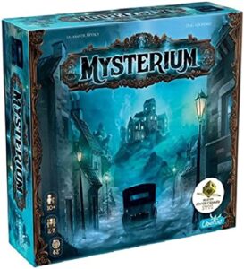 mysterium board game (base game) - enigmatic cooperative mystery game with ghostly intrigue, fun for family game night, ages 10+, 2-7 players, 45 minute playtime, made by libellud