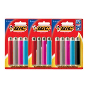 bic classic lighter, assorted colors, 15 lighters