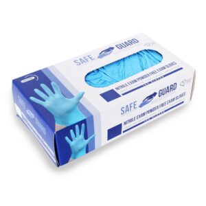 Safeguard Nitrile Disposable Gloves, Powder Free, Food Grade Gloves, Latex Free, 100 Pc, Medium