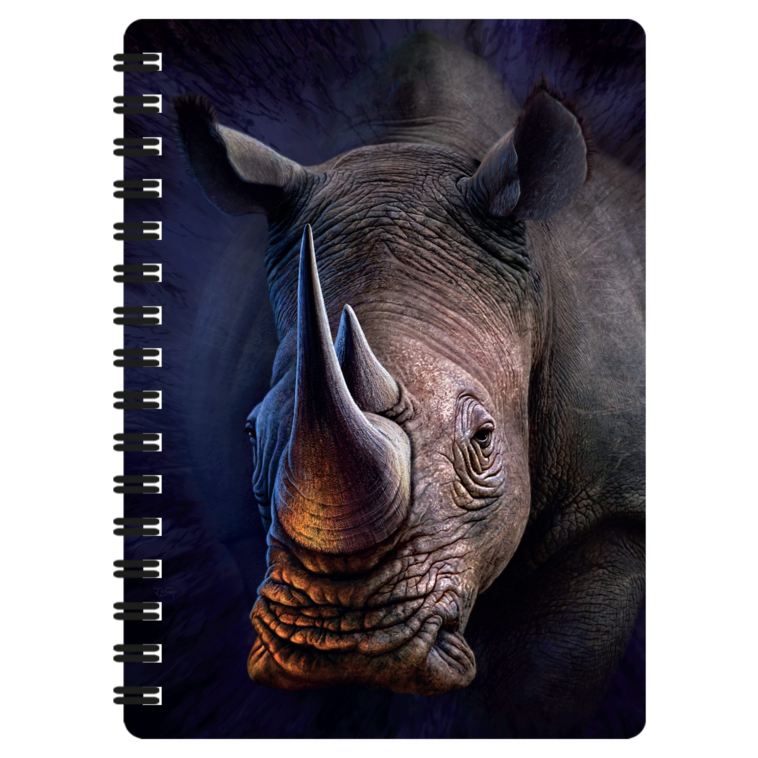 3D LiveLife Jotter - White Rhino from Deluxebase. Lenticular 3D Safari 6x4 Spiral Notebook with plain recycled paper pages. Artwork licensed from renowned artist Jerry LoFaro