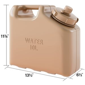 Scepter 2.5 Gallon True Military BPA Free Water Container, Food Grade Water Jug for Camping and Emergency Storage, Sand