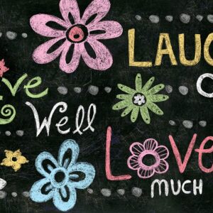 Toland Home Garden 800184 Live Laugh Love Chalkboard Flower Door Mat 18x30 Inch Outdoor Doormat for Entryway Indoor Entrance