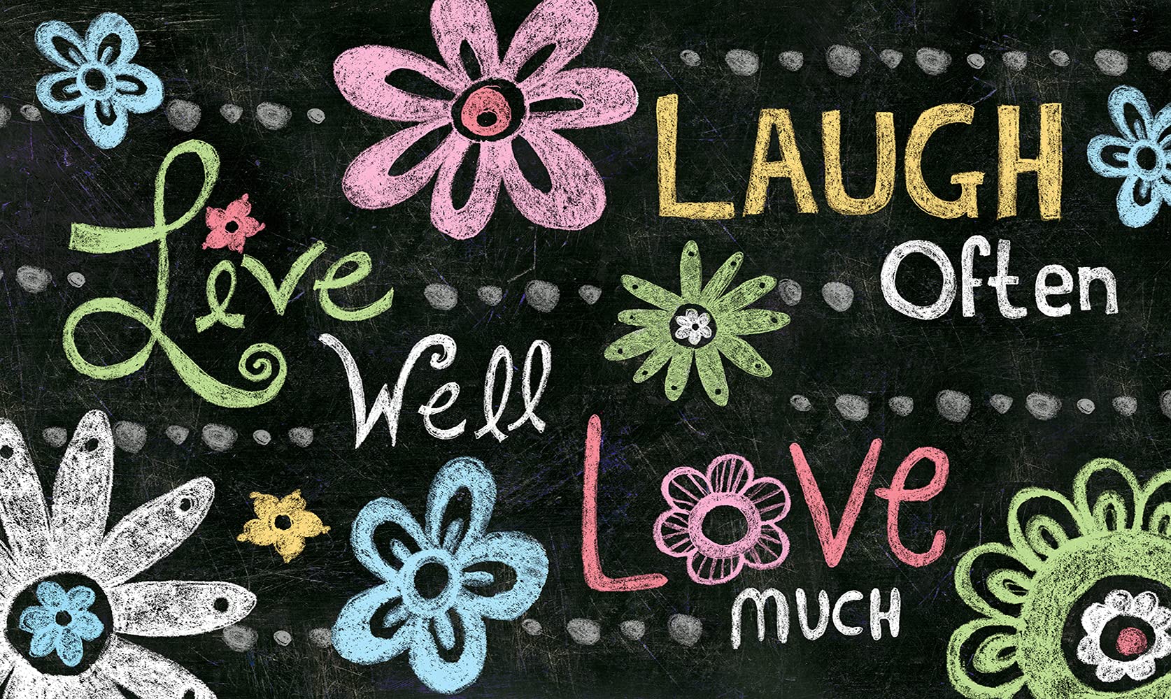 Toland Home Garden 800184 Live Laugh Love Chalkboard Flower Door Mat 18x30 Inch Outdoor Doormat for Entryway Indoor Entrance