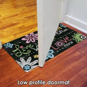 Toland Home Garden 800184 Live Laugh Love Chalkboard Flower Door Mat 18x30 Inch Outdoor Doormat for Entryway Indoor Entrance