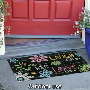 Toland Home Garden 800184 Live Laugh Love Chalkboard Flower Door Mat 18x30 Inch Outdoor Doormat for Entryway Indoor Entrance