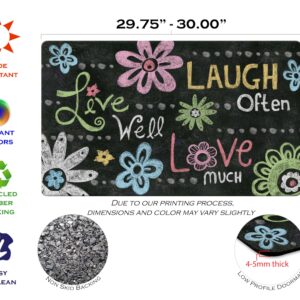 Toland Home Garden 800184 Live Laugh Love Chalkboard Flower Door Mat 18x30 Inch Outdoor Doormat for Entryway Indoor Entrance