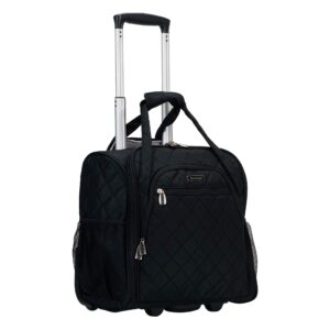 rockland melrose upright wheeled underseater carry-on luggage, black, 15-inch