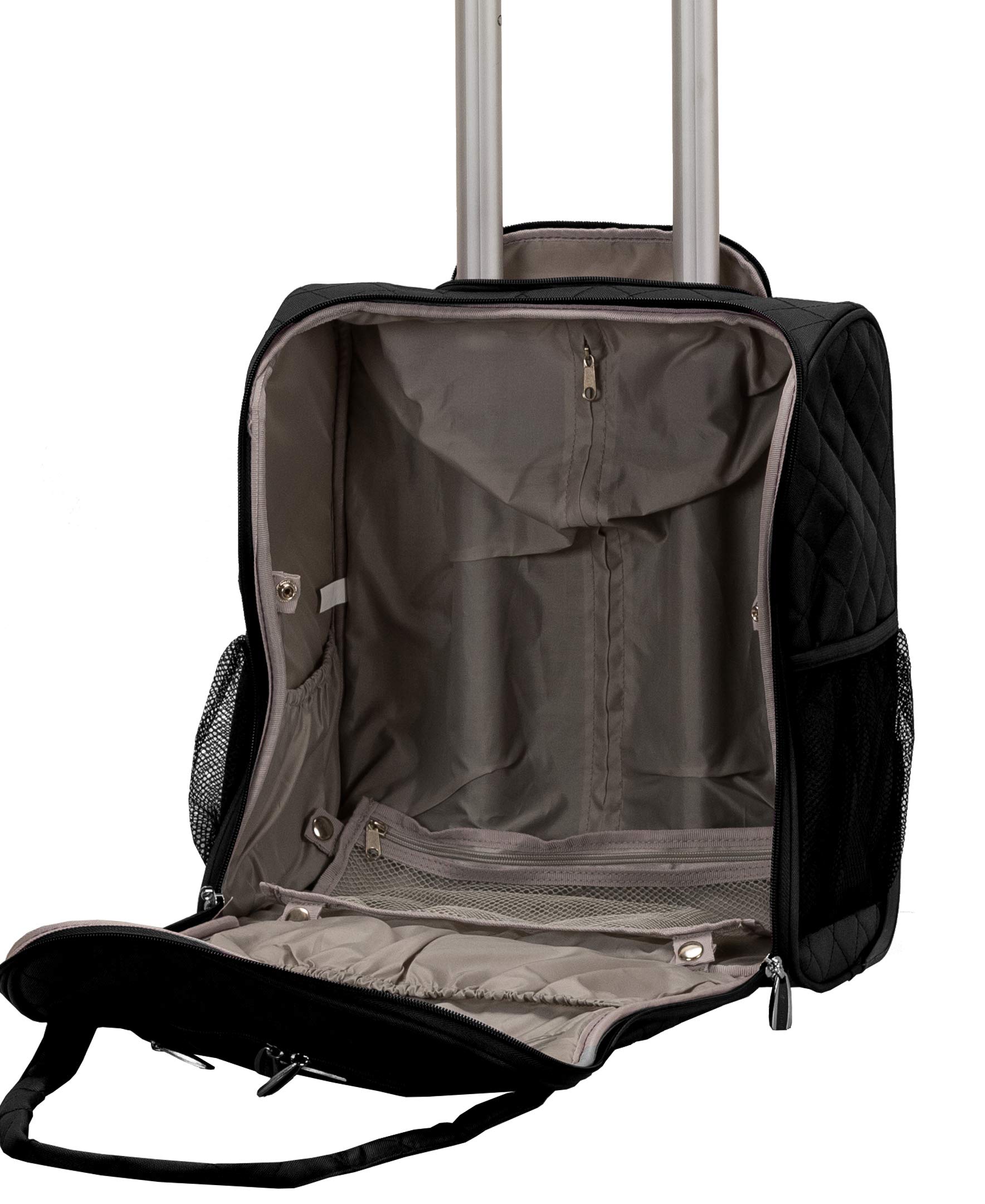 Rockland Melrose Upright Wheeled Underseater Carry-On Luggage, Black, 15-Inch