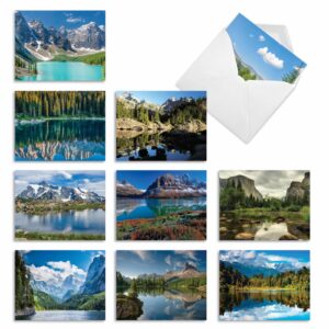 The Best Card Company - Box of 10 All Occasion Cards Blank (4 x 5.12 Inch) - Scenic Landscape Cards Assorted - Reflections M1728BN