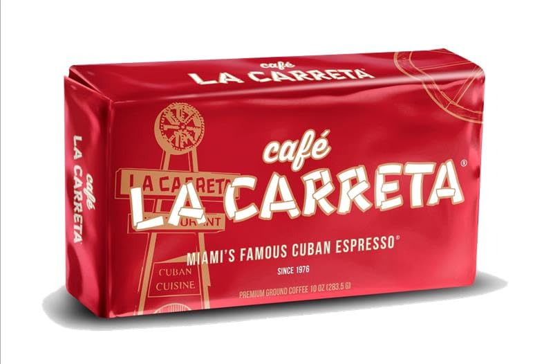 Cafe La Carreta Dark Roast Espresso Coffee 10 oz Miami Cuban style Espresso Ground Coffee