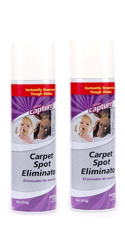 Capture Carpet Spot Eliminator - Stain Remover, Spray Cleaner - Clean Carpet, Furniture, Rug, Upholstery, Clothes, Fabric, Couch, Pet Stains - Home, Car, or Office - 16oz Portable Spray Can (2 Pack)