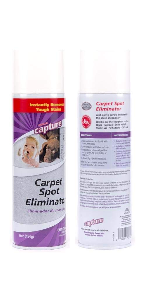 Capture Carpet Spot Eliminator - Stain Remover, Spray Cleaner - Clean Carpet, Furniture, Rug, Upholstery, Clothes, Fabric, Couch, Pet Stains - Home, Car, or Office - 16oz Portable Spray Can (2 Pack)