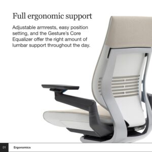 Steelcase Gesture Office Chair - Ergonomic Work Chair with Wheels for Carpet - Comfortable Office Chair - Intuitive-to-Adjust Chairs for Desk - 360-Degree Arms - Coconut Yellow Fabric