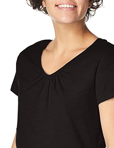 Hanes Women's Shirts, Slub Cotton Shirred V-Neck Tee, Cotton T-Shirts for Women, Women’s Tee Shirts