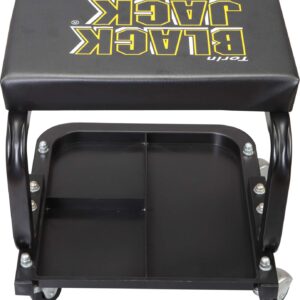 Torin TR6100W BlackJack Rolling Creeper Garage/Shop Seat: Padded Mechanic Stool with Tool Tray Storage, Black