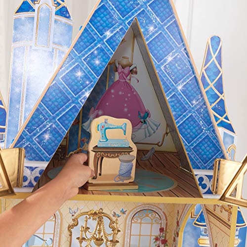 KidKraft Disney® Princess Cinderella Royal Dream Wooden Castle Dollhouse, Over 4 Feet Tall with 12 Pieces, Blue, Gift for Ages 3+