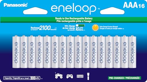 Panasonic BK-4MCCA16FA eneloop AAA 2100 Cycle Ni-MH Pre-Charged Rechargeable Batteries, 16 Pack