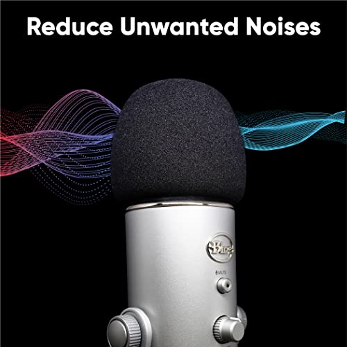 Foam Windscreen for Blue Yeti Microphone - Pop Filter Cover made from Quality Sponge Material that Filters Unwanted Recording and Background Noises - Black Color