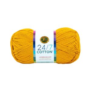 lion brand yarn (1 skein) 24/7 cotton® yarn, goldenrod