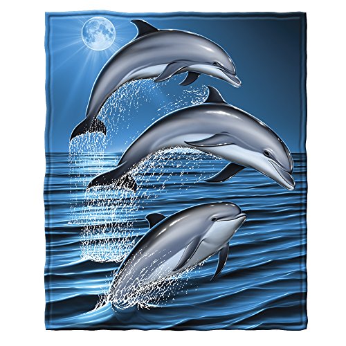 Dawhud Direct Dolphin Fleece Blanket for Bed, 50" x 60" Dolphin Fleece Throw Blanket for Women, Men and Kids - Super Soft Plush Dolphin Blanket Throw - Queen Size Blanket