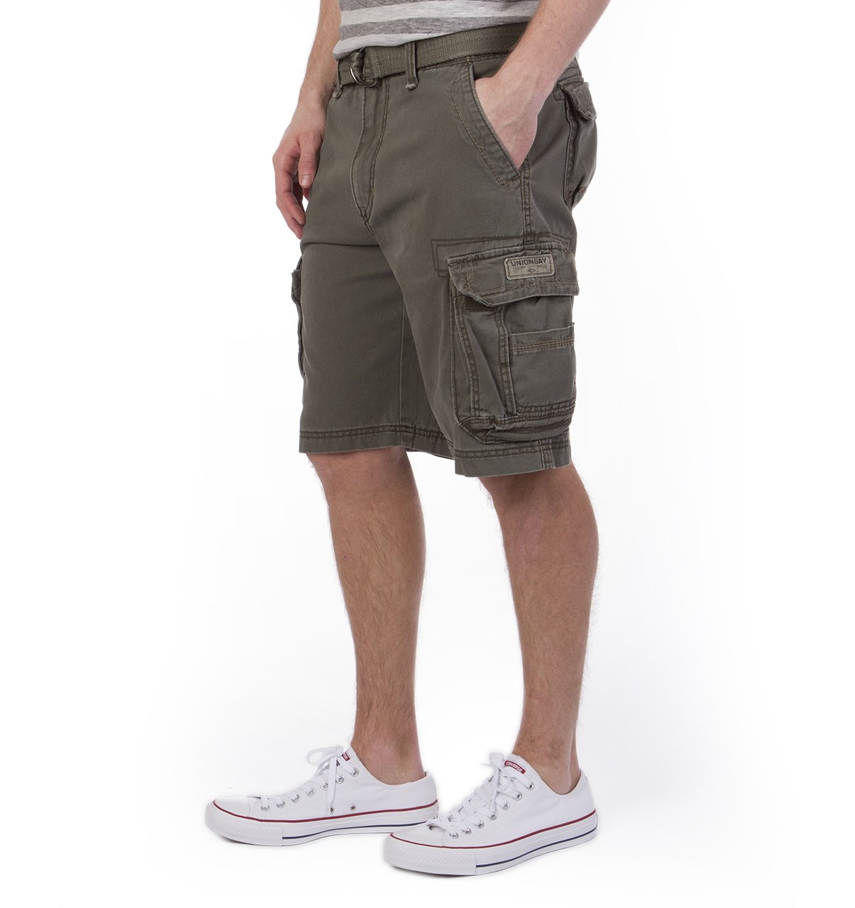 Unionbay mens Survivor Belted Cargo Short - Reg and Big & Tall Sizes,Military,34