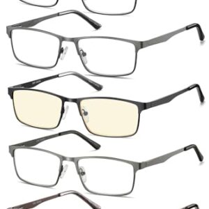 EYECEDAR 5-Pack Reading Glasses for Men Metal Frame Spring Hinges with a pair Blue Light Readers 2.50