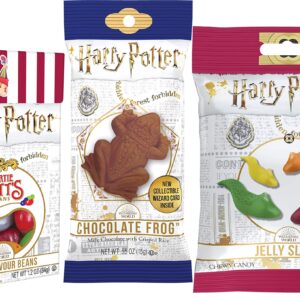 Harry Potter Jelly Gummy Candy Slugs, Bertie Botts Every Flavour Jelly Beans & Chocolate Crispy Frog (Bundle of 3 Items)